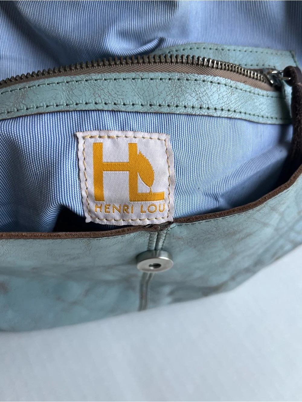 Henri Lou Turquoise Distressed Leather Boho Western Hobo Shoulder Bag